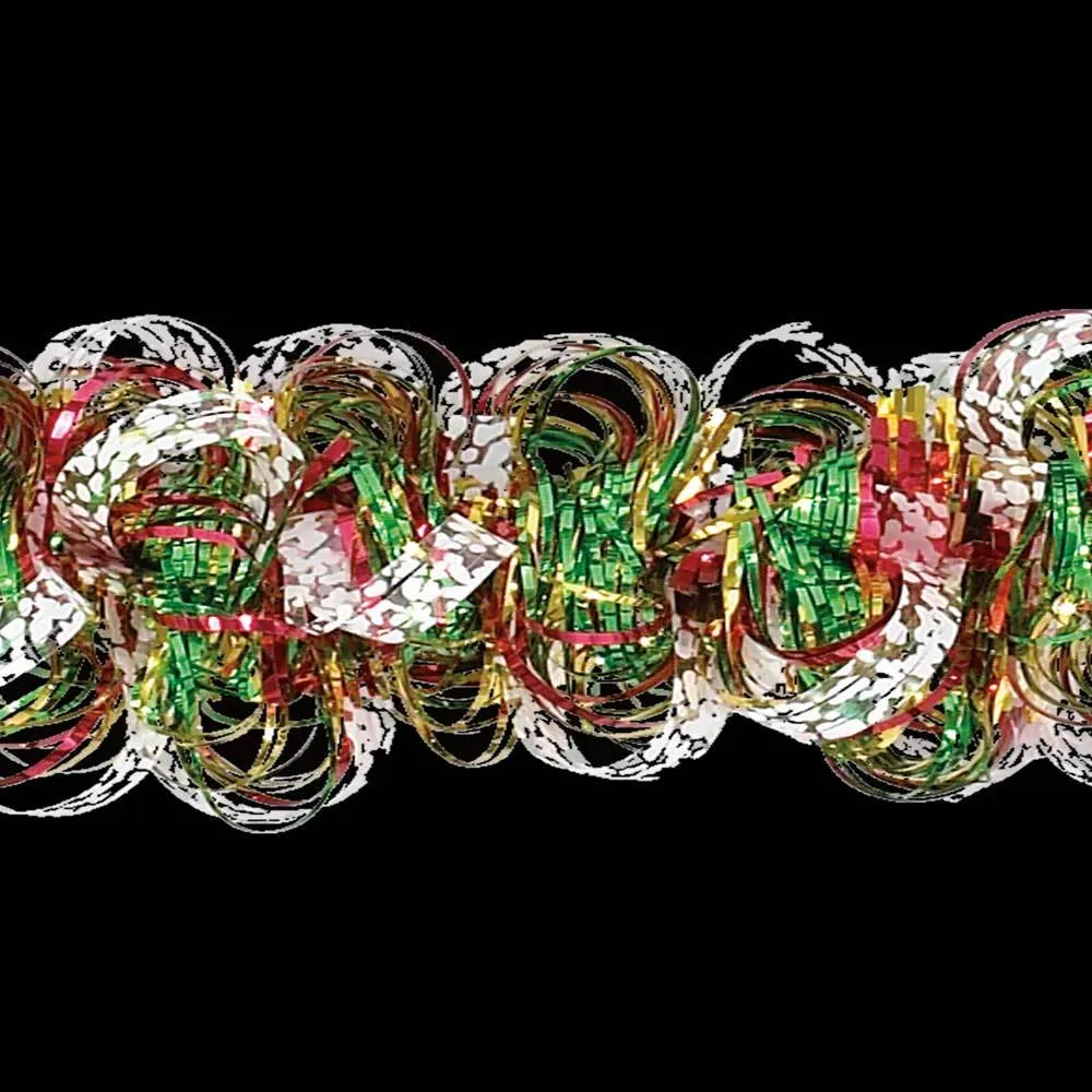 12' Deluxe Gold, Red and Green Angel Hair Tinsel Garland