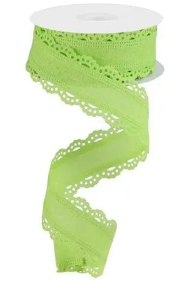 1.5" Scalloped Edge Ribbon: Bright Green (10 Yard)