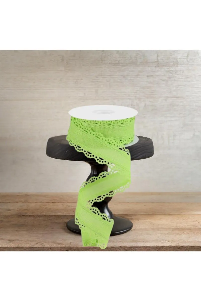 1.5" Scalloped Edge Ribbon: Bright Green (10 Yard)
