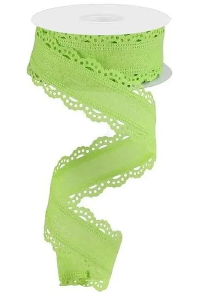 1.5" Scalloped Edge Ribbon: Bright Green (10 Yard)