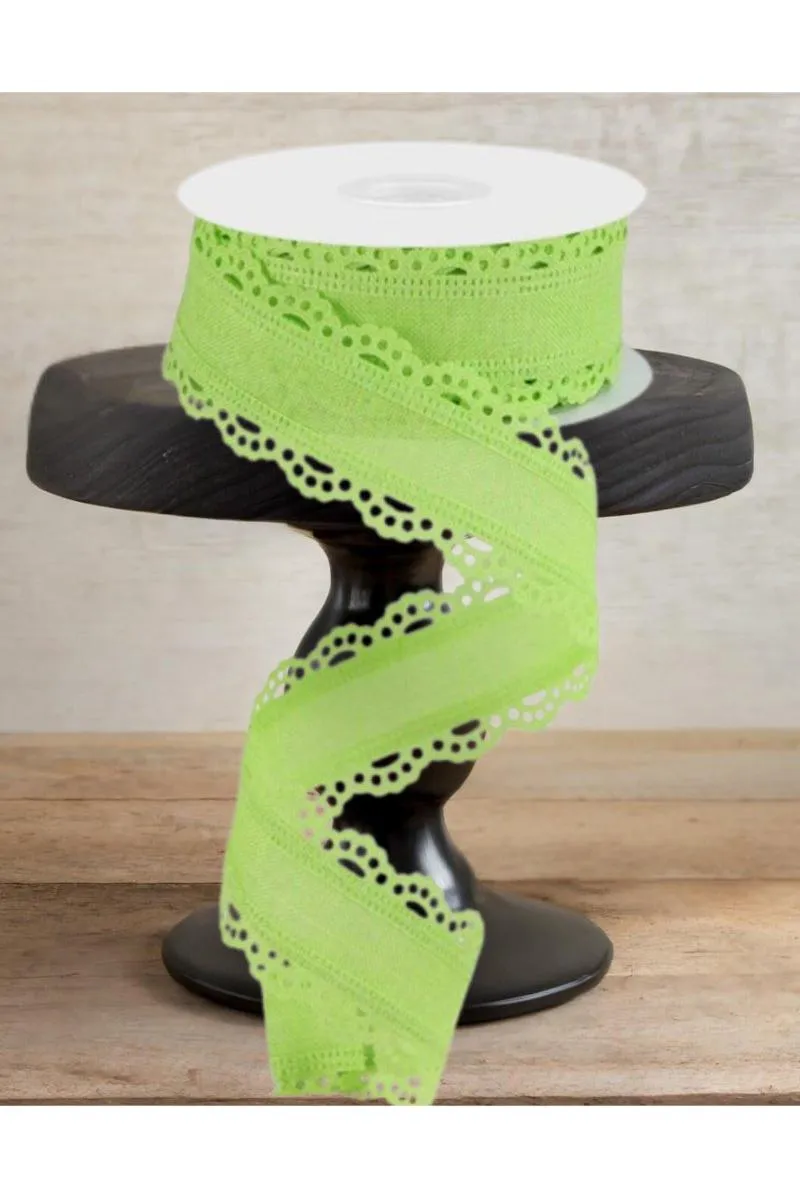1.5" Scalloped Edge Ribbon: Bright Green (10 Yard)