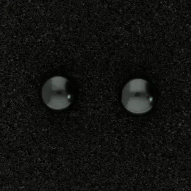 18ct White Gold 7-7.5mm Black Fresh Water Pearl Earrings