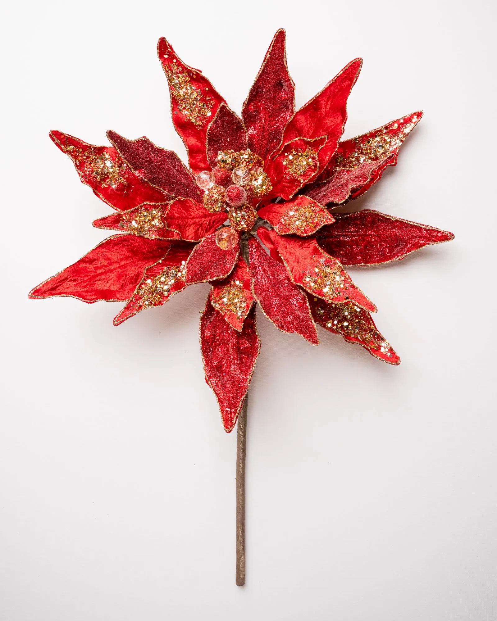 18" Poinsettia Stem Set Of 2