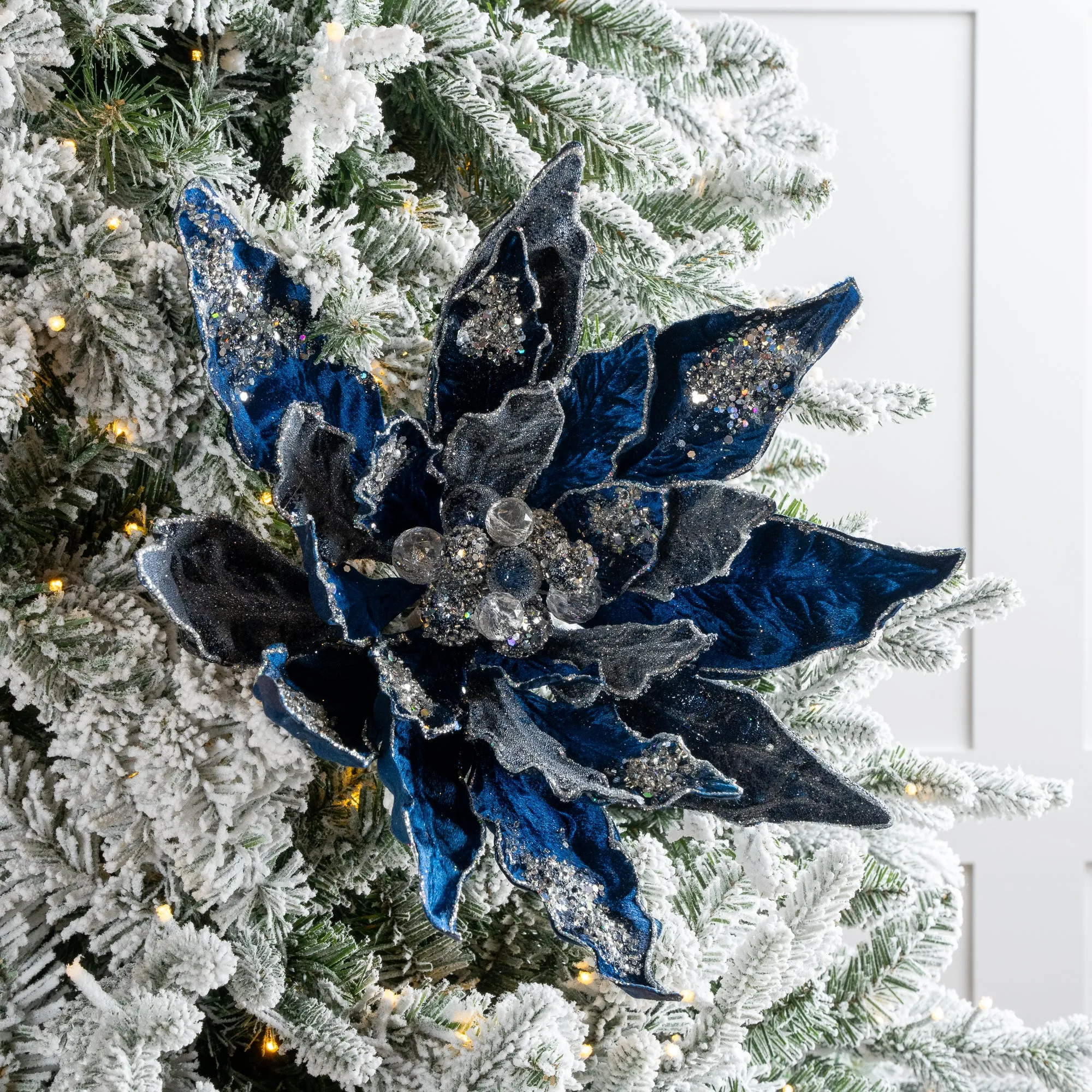 18" Poinsettia Stem Set Of 2