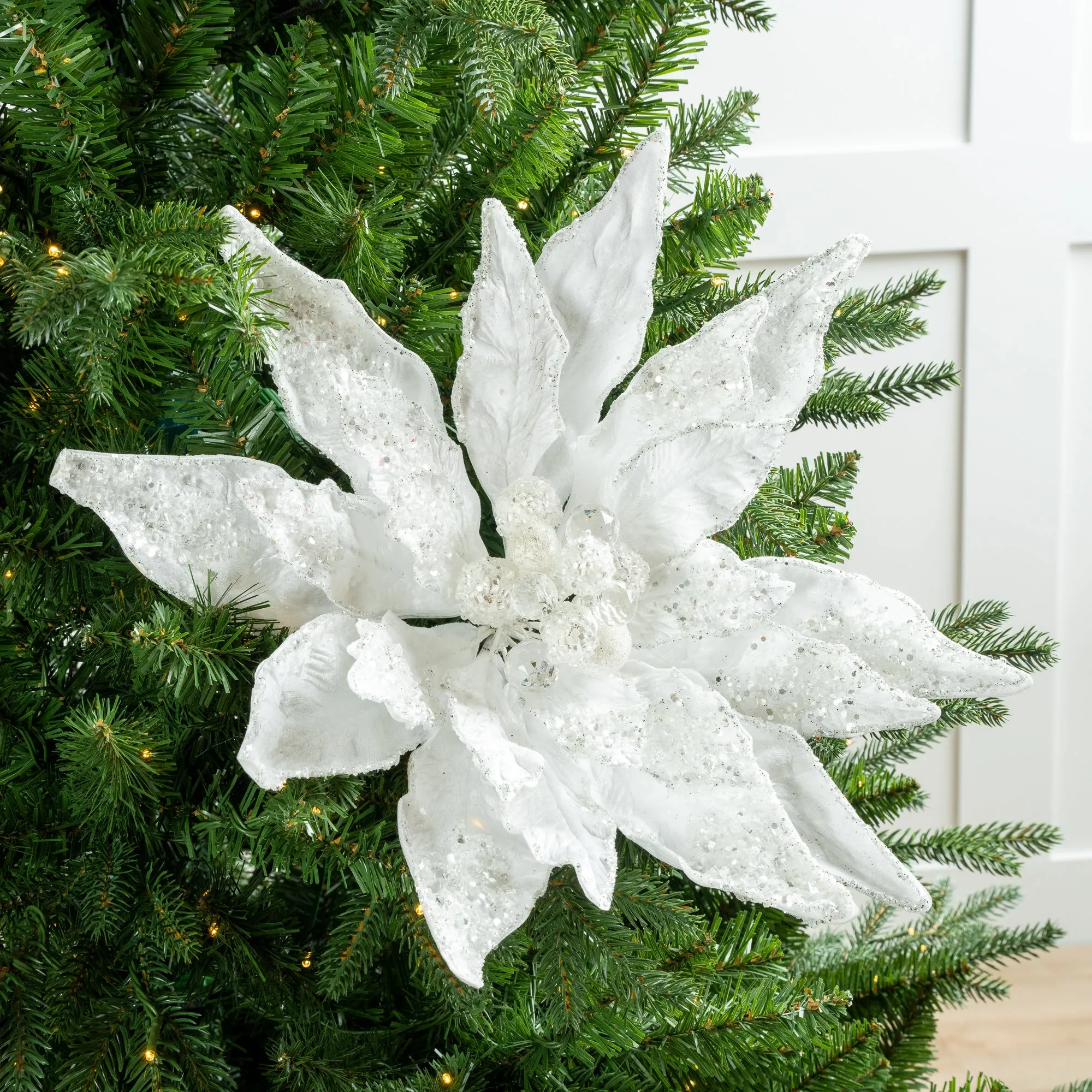 18" Poinsettia Stem Set Of 2