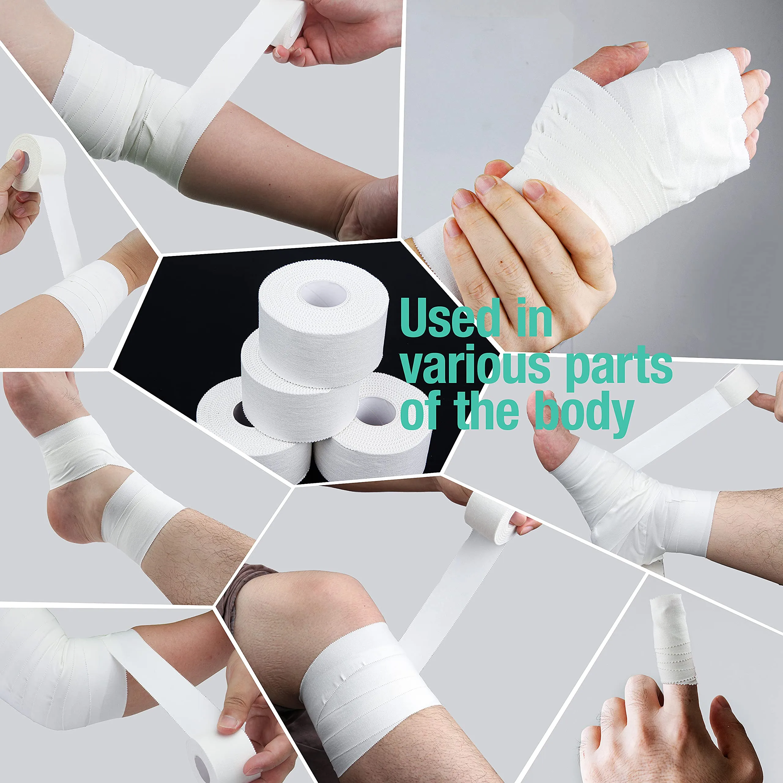 (3 Pack) White Athletic Sports Tape, Very Strong Easy Tear No Sticky Residue Tape for Athlete & Sport Trainers & First Aid Injury Wrap,Suitable for Bats,Tennis,Gymnastics & Boxing?1.5in X 35ft?