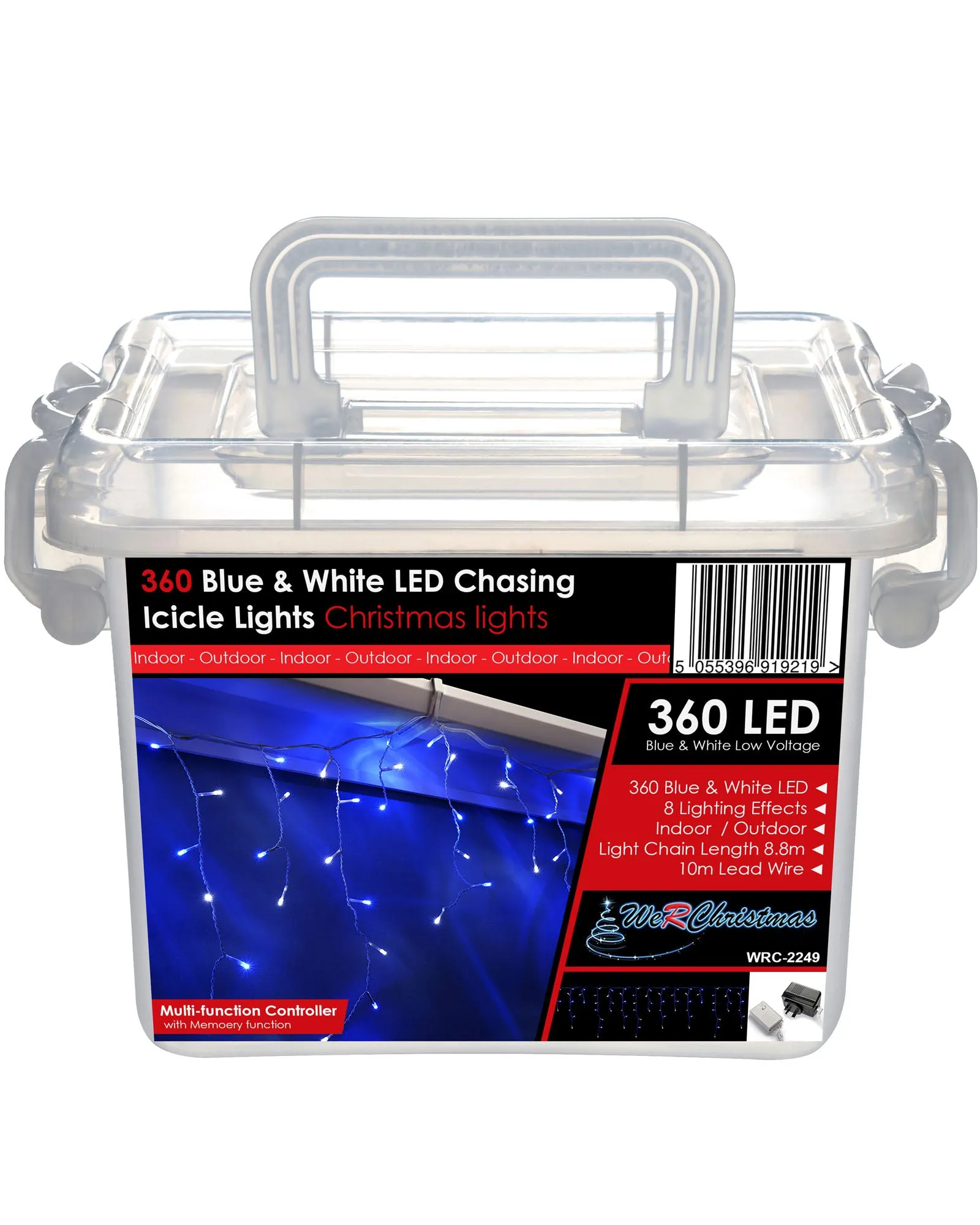 360 Icicle LED Light String, Blue/White, 8.8 m