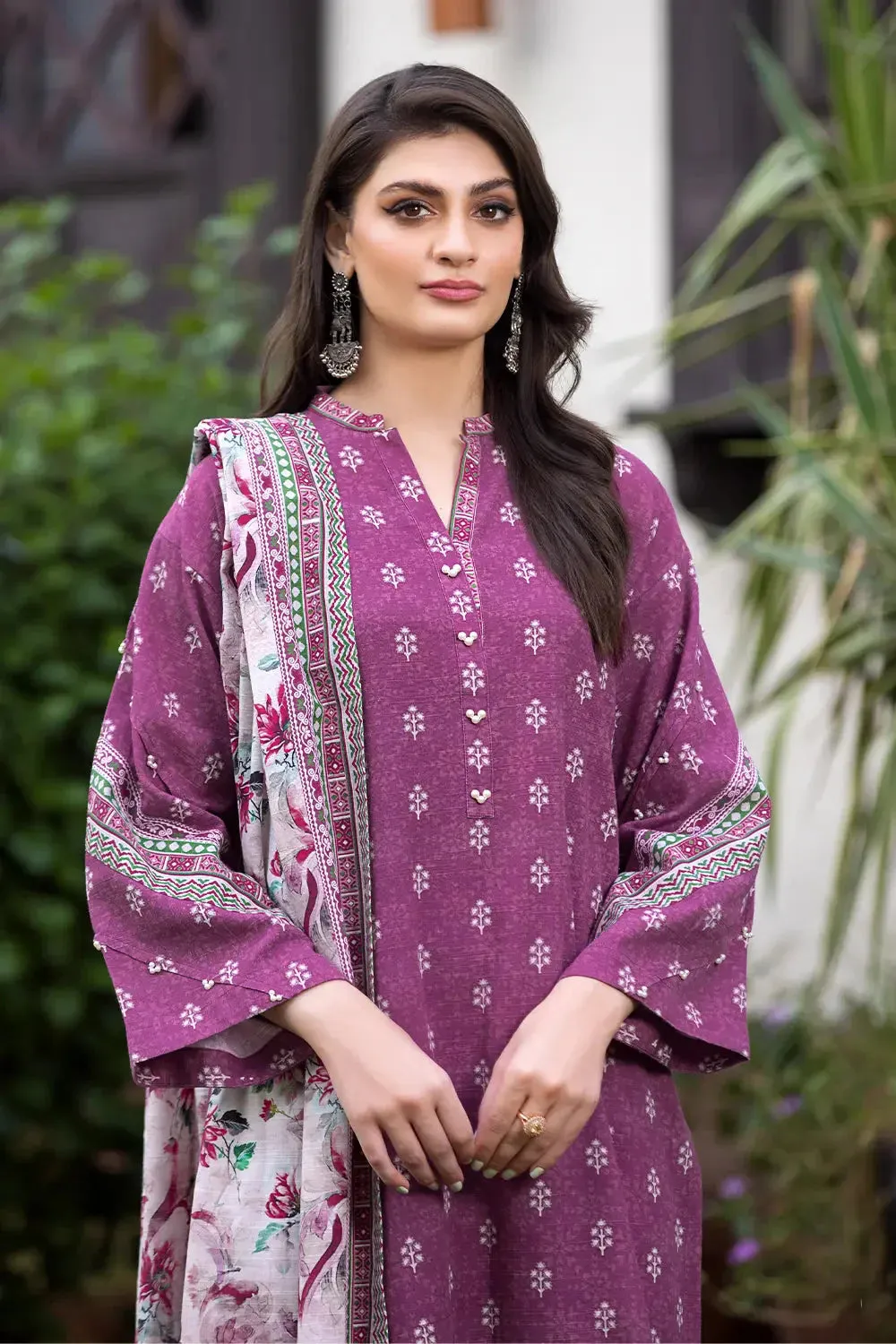 3PC Printed Unstitched Khaddar Suit KKH-2895