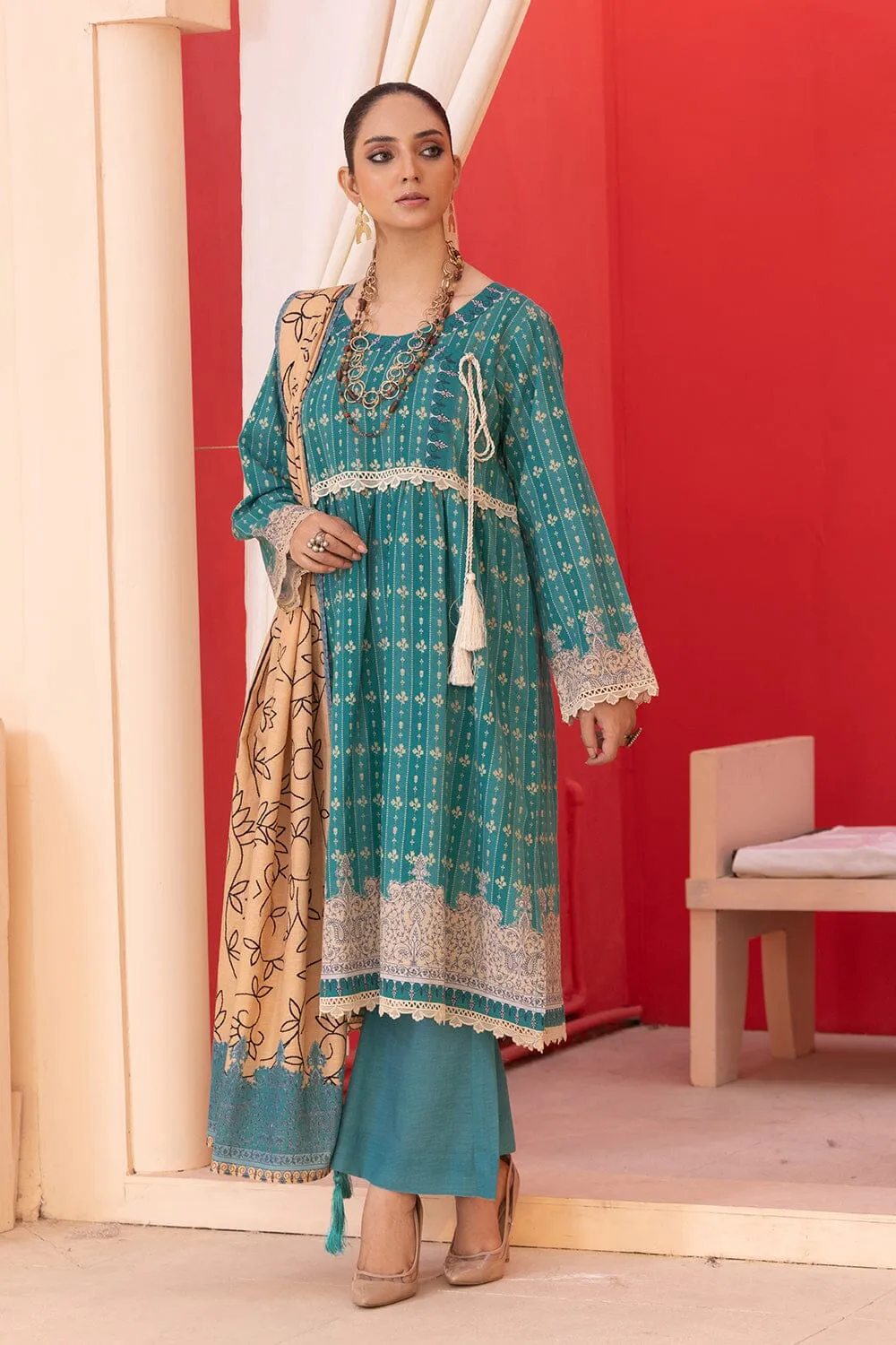 3PC Unstitched Khaddar Suit KKH-2337