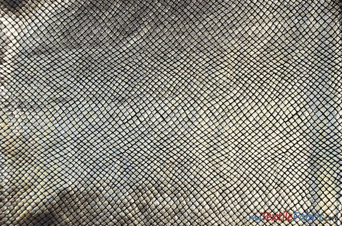 4 Way Stretch Dancewear Fabric | Metallic Snake Hologram Spandex | 58/60" Wide | Multiple Colors |