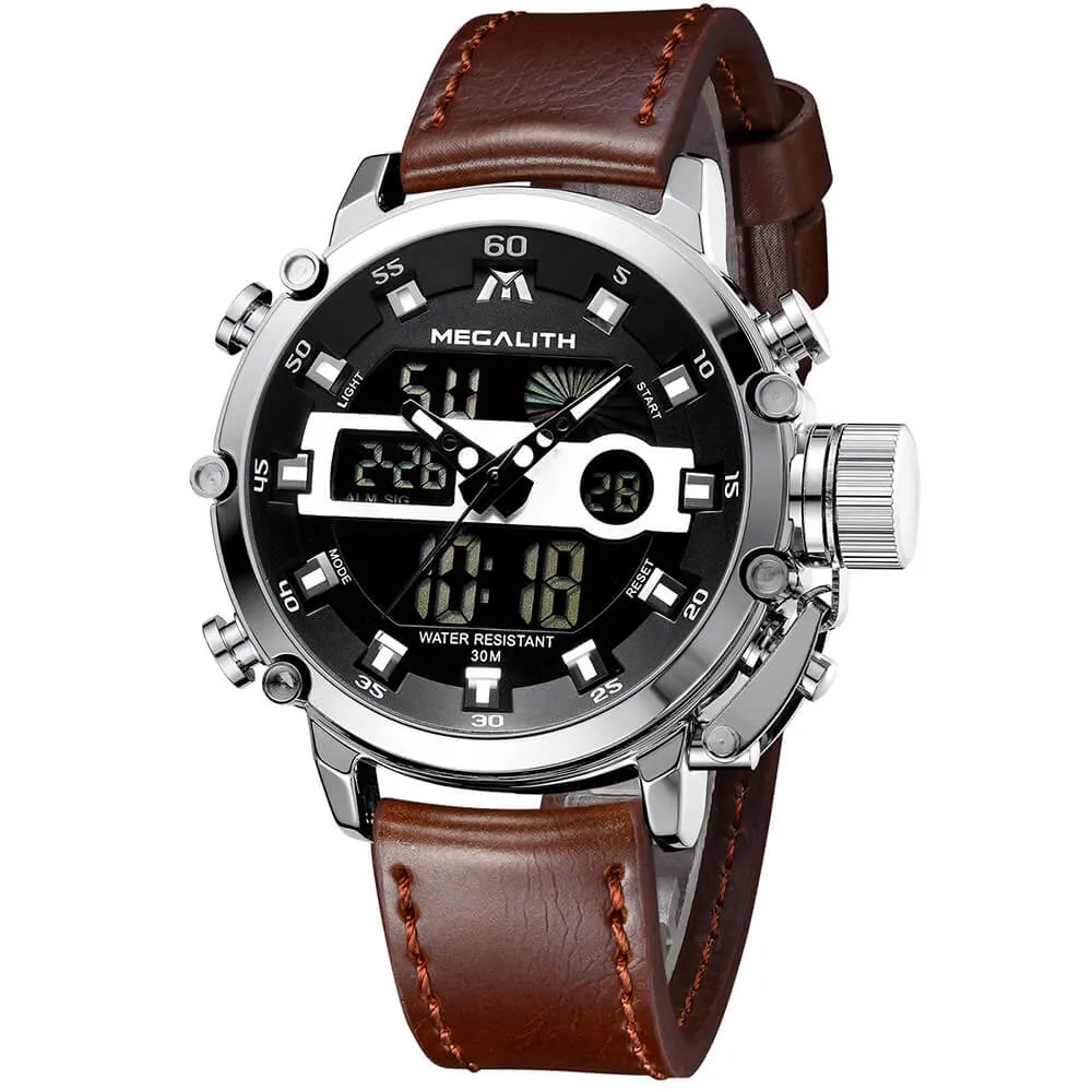 8051M | Analog Digital  Men Watch | Leather Band