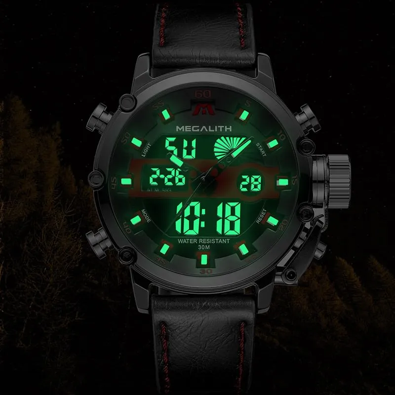 8051M | Analog Digital  Men Watch | Leather Band