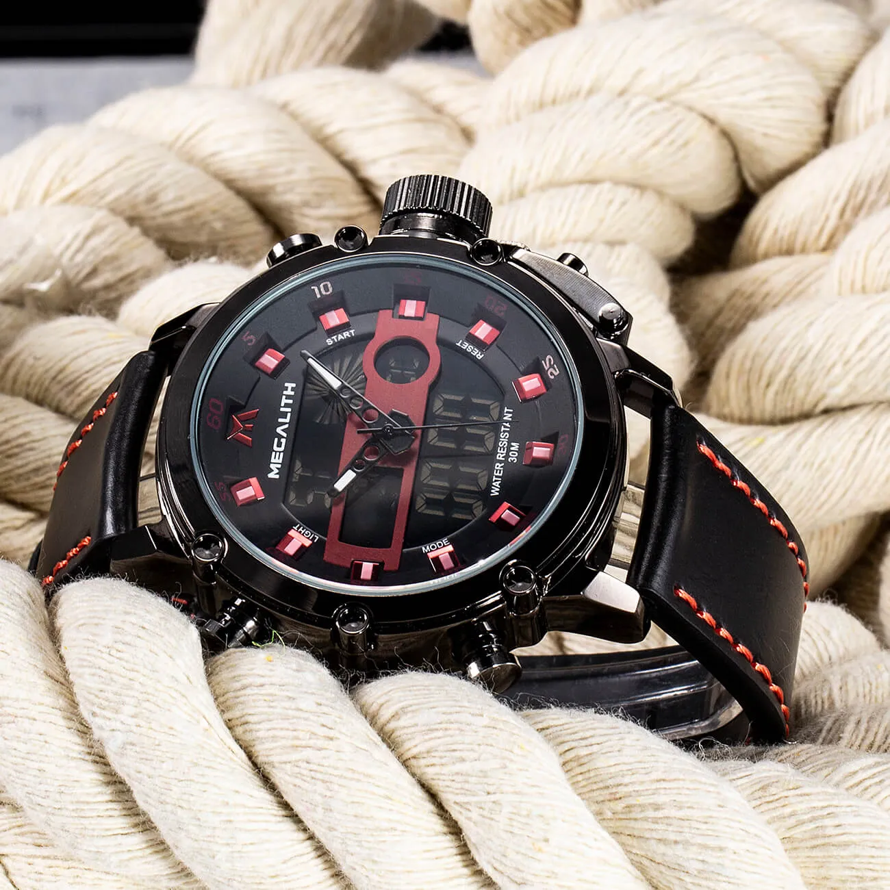 8051M | Analog Digital  Men Watch | Leather Band