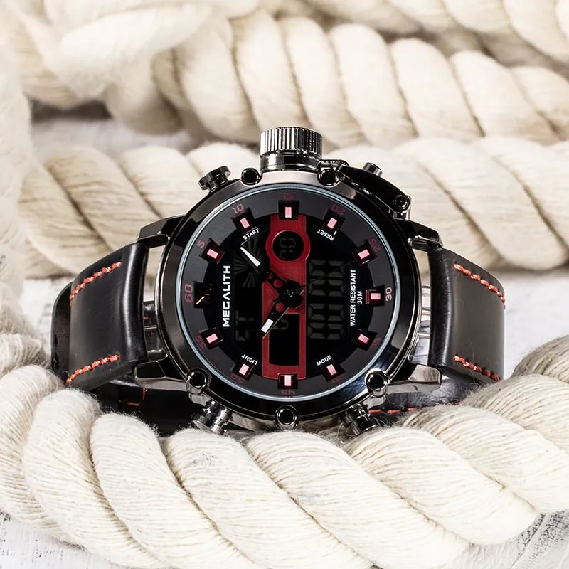 8051M | Analog Digital  Men Watch | Leather Band