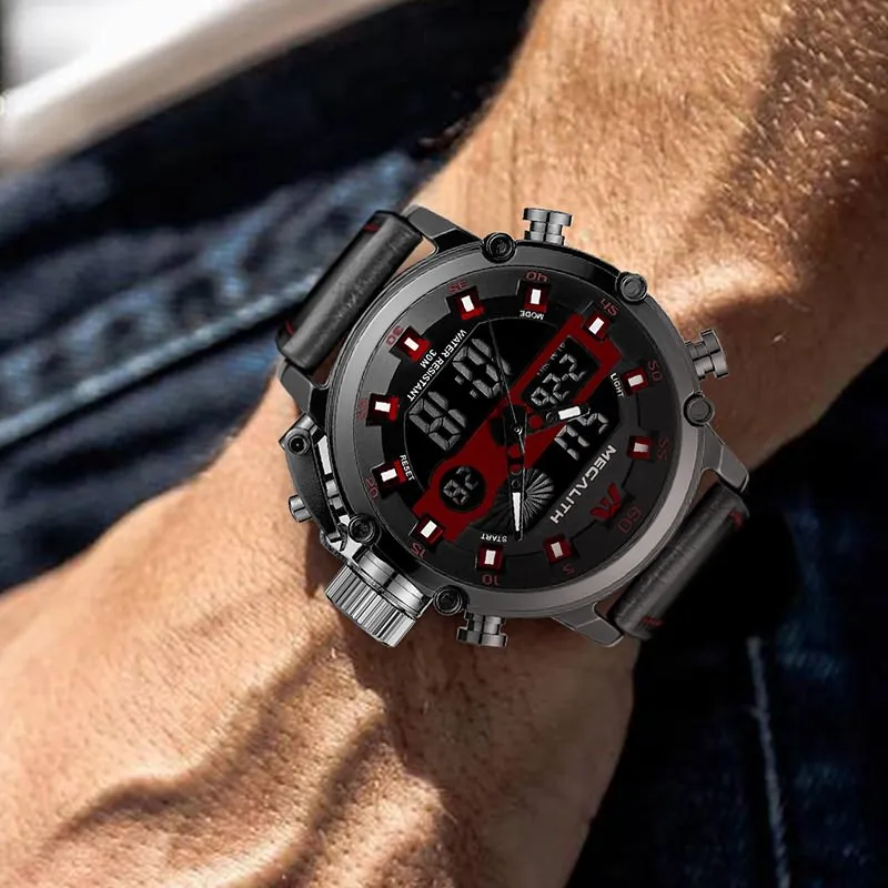 8051M | Analog Digital  Men Watch | Leather Band