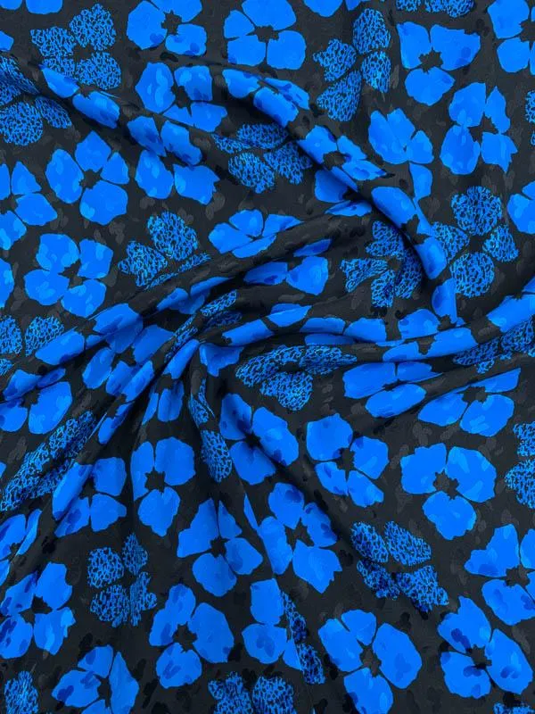 Abraham Floral Printed Silk Jacquard - Blue / Black