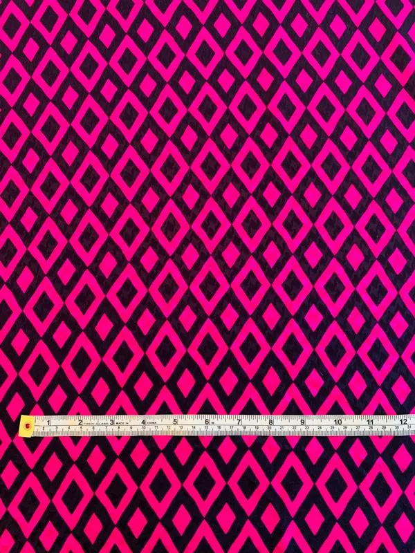Abraham Geometric Diamond Printed Silk Jacquard - Fuscia / Navy