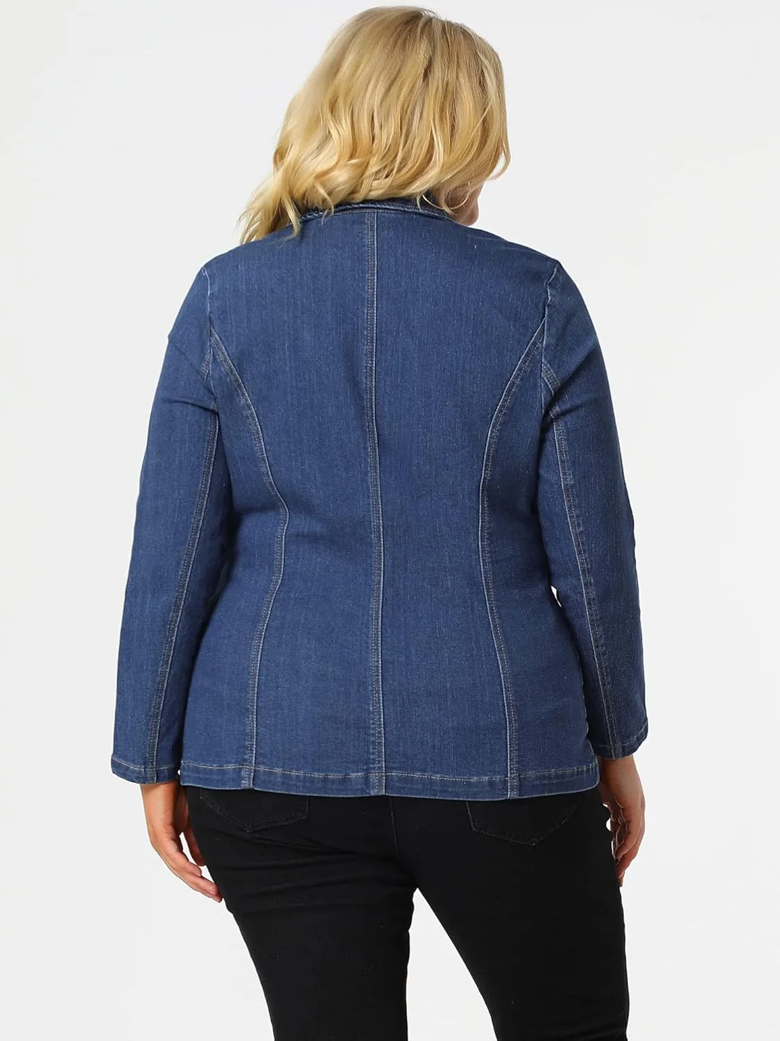 Agnes Orinda Women's Plus Size Denim Jackets Elegant Jean Lapel Work Blazers 2025