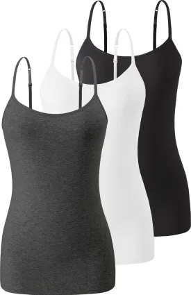 Air Curvey Women's Camisole with Shelf Bra Adjustable Spaghetti Strap Tank Tops 2/3-Pack Cotton Undershirts Tops