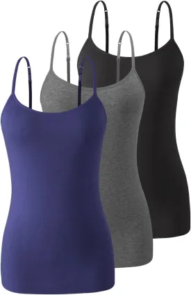 Air Curvey Women's Camisole with Shelf Bra Adjustable Spaghetti Strap Tank Tops 2/3-Pack Cotton Undershirts Tops