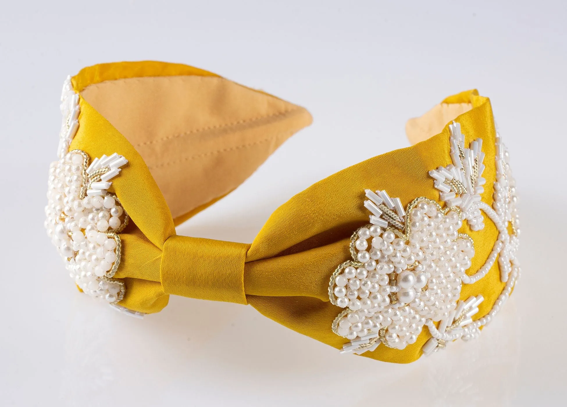 Alessia Yellow Bead Embroidered Women Headband