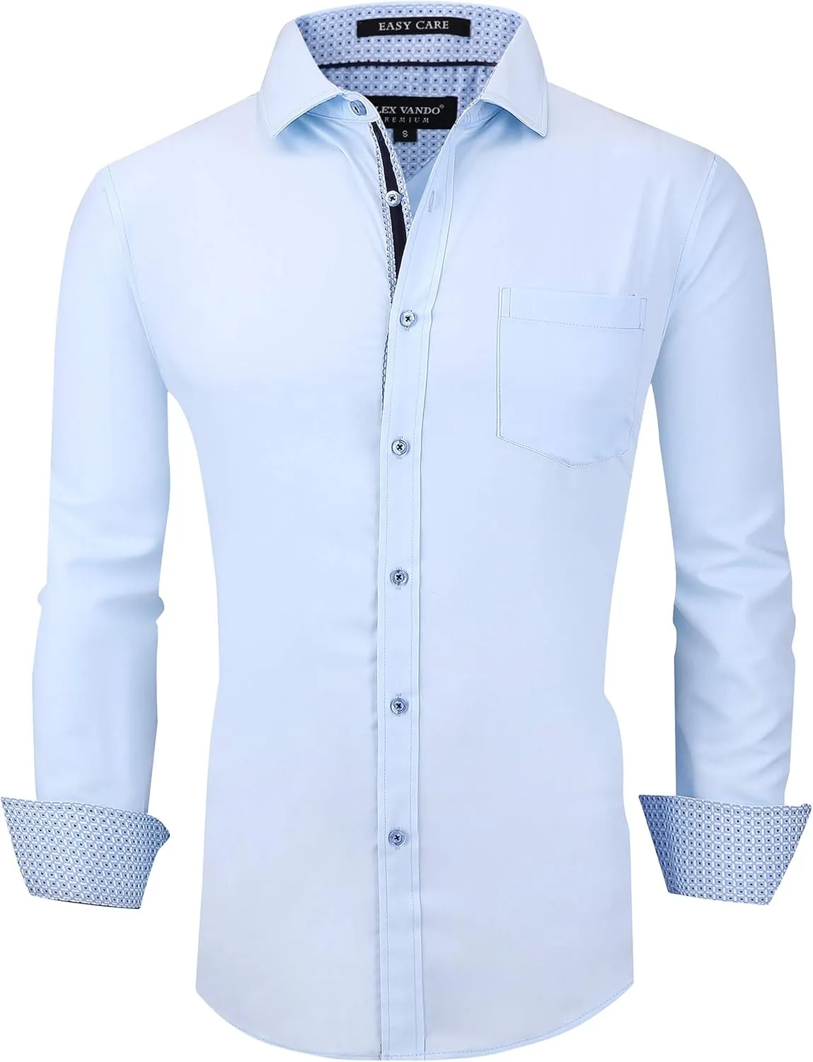 Alex Vando Mens Bamboo Dress Shirts Wrinkle Free Regular Fit Stretch Button Down Shirt