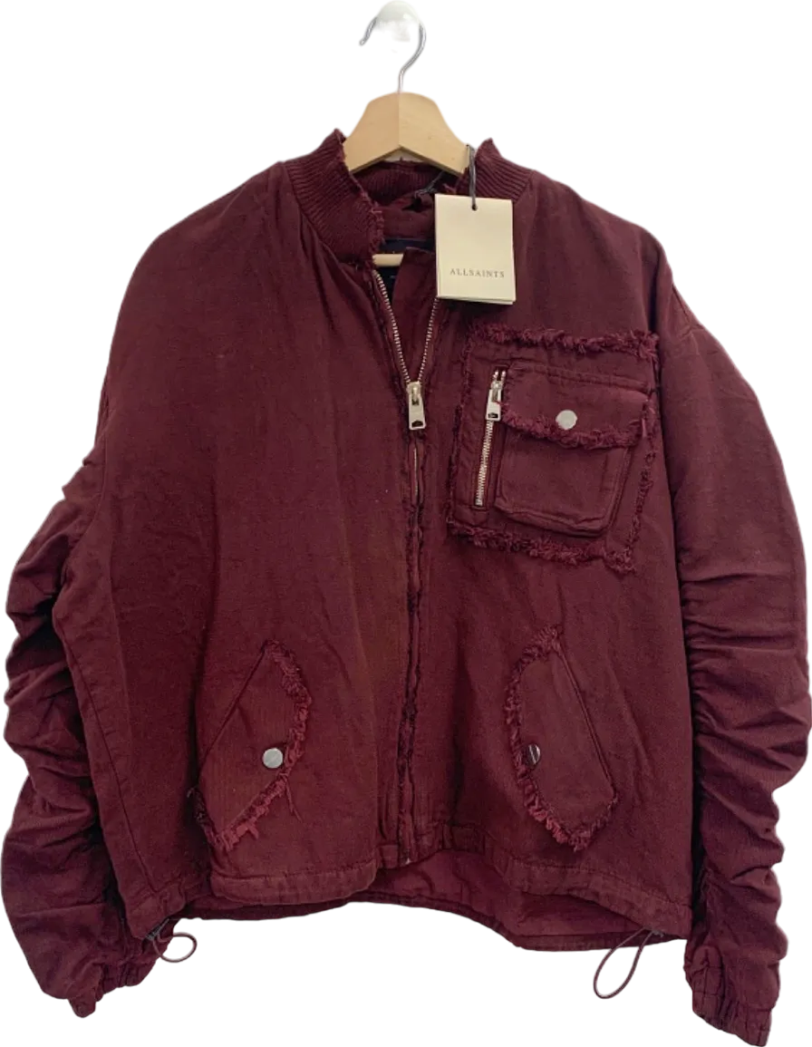 All Saints Dark Wine Rue Bomber Jacket UK 6