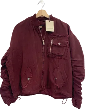 All Saints Dark Wine Rue Bomber Jacket UK 6