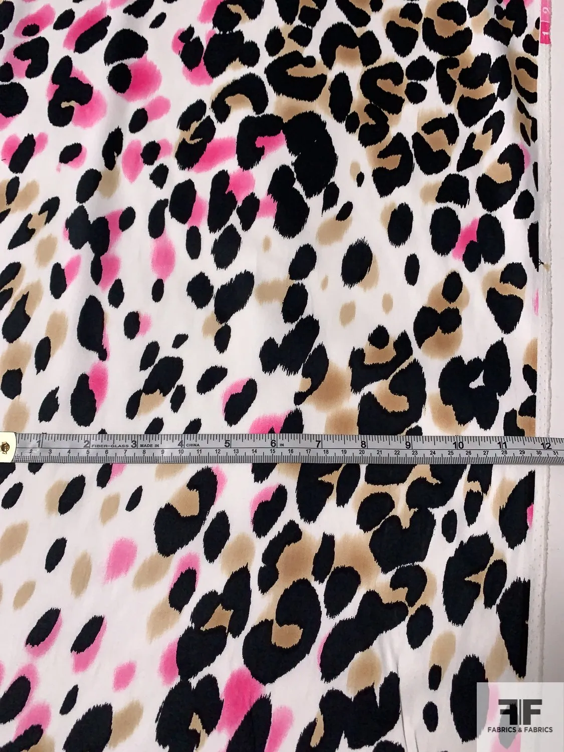 Animal Pattern Printed Stretch Cotton Sateen - White / Black / Hot Pink / Tan