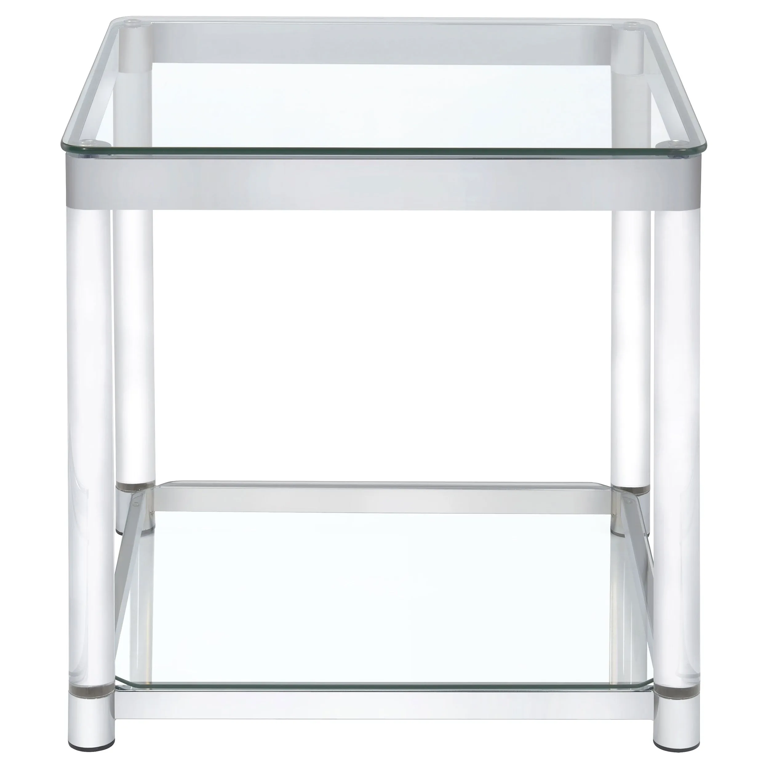 Anne Square Glass Top Acrylic Leg Side End Table Chrome