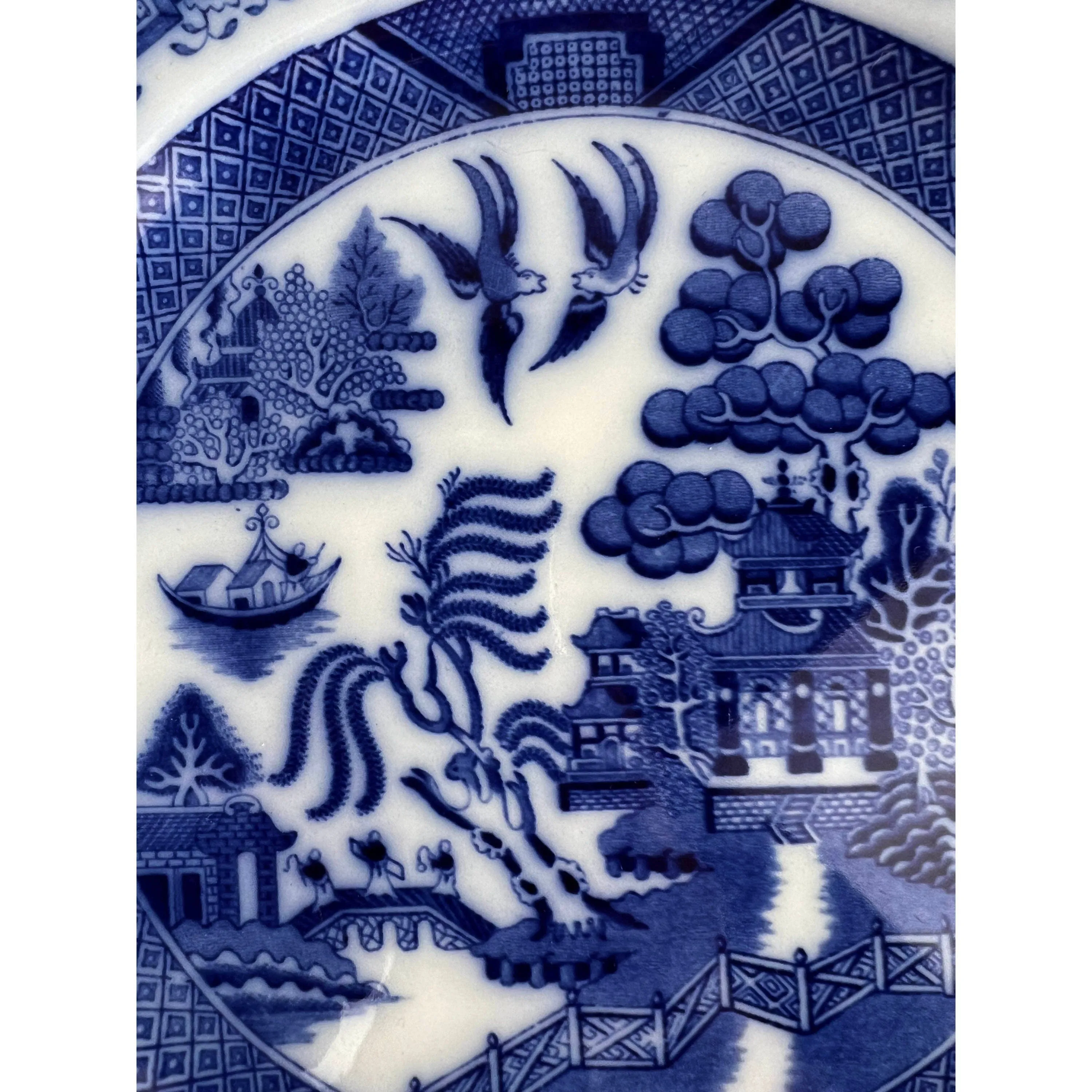 Antique Royal Doulton Blue Willow Plate Doultons Willow 10.625 1906 Flow Blue