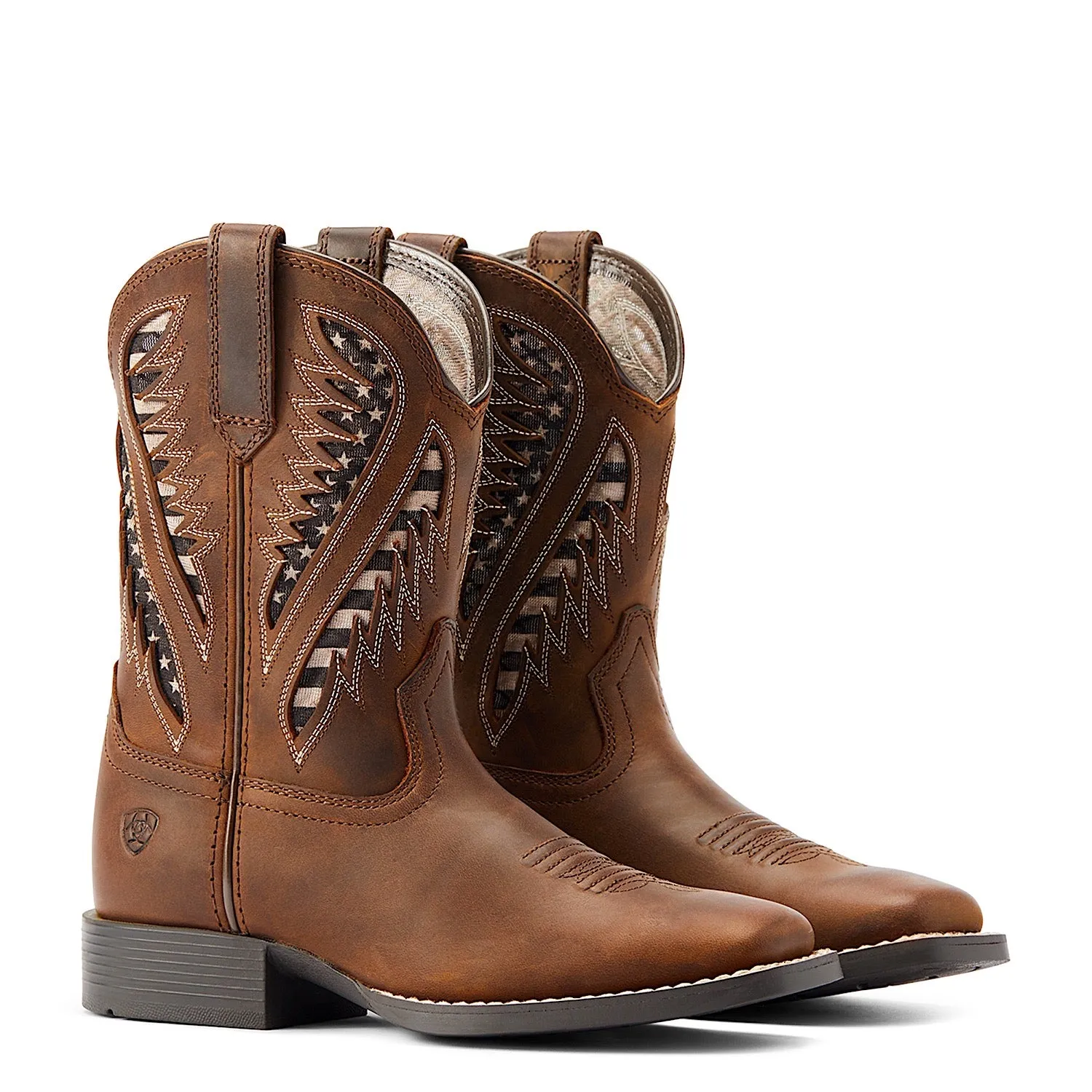 Ariat Kids Quickdraw VentTEK Western Boot Distressed Tan