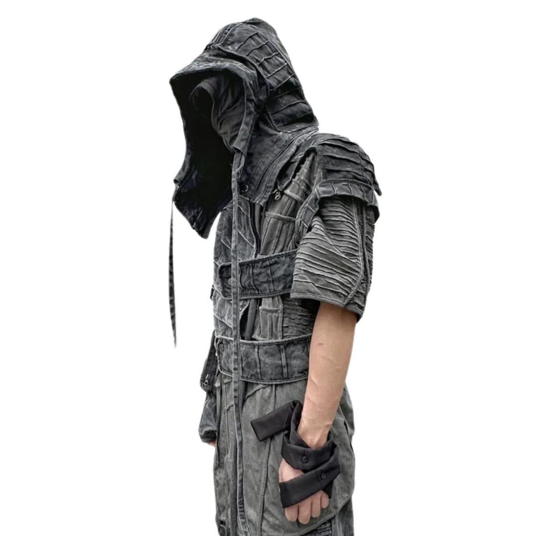 Asymmetric Hooded Tech Jacket