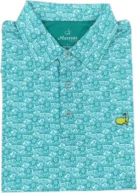 Authentic Masters Tech Men's Badge Design Performance Golf Shirt Polo - Green