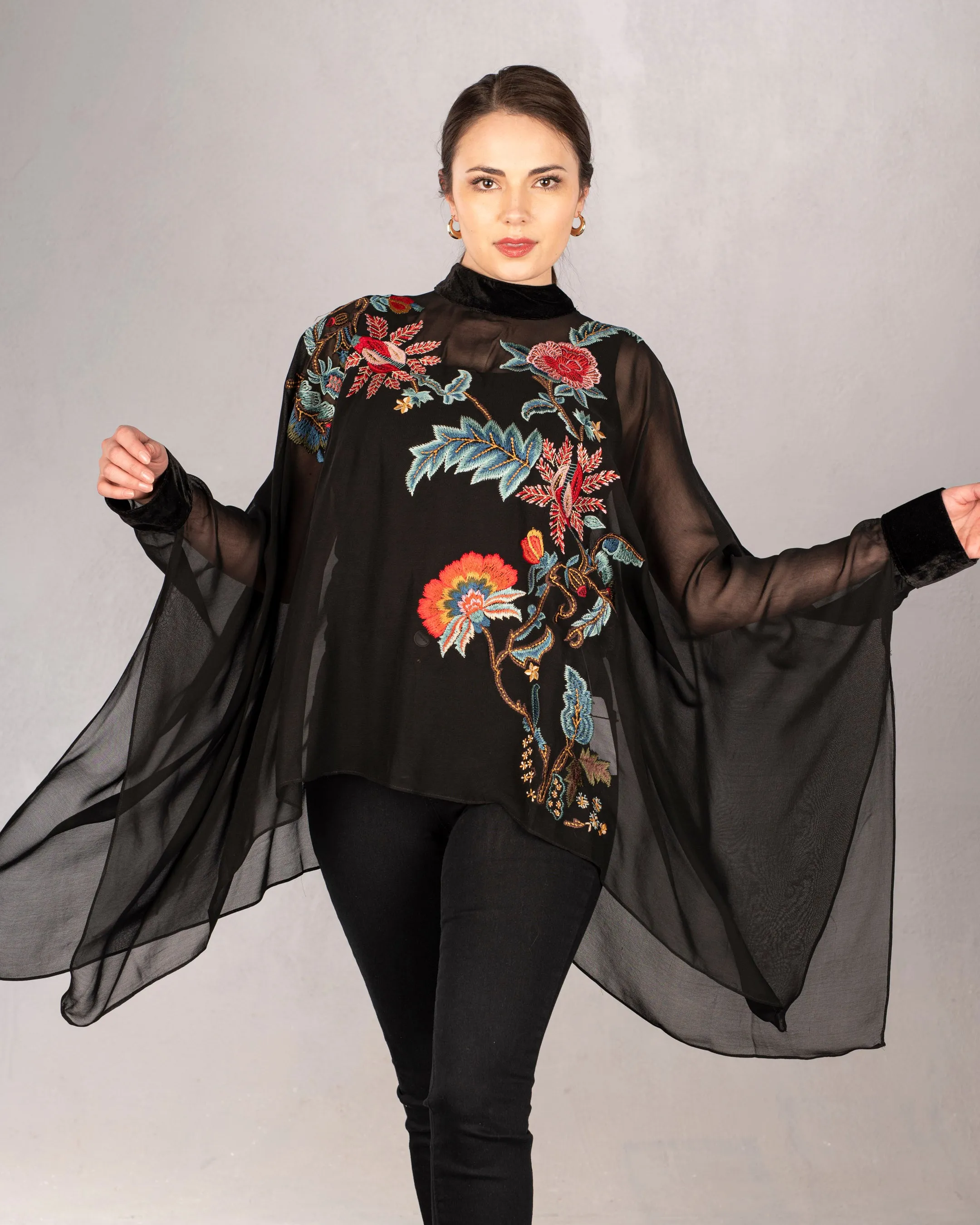 Vintage Collection Ava Embroidered Poncho – Stylish Embroidered Poncho by Vintage Collection