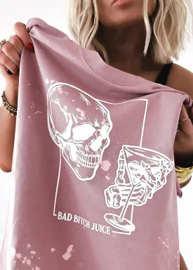 BAD BITCH JUICE BLEACHED OUT SIDE SLIT TEE