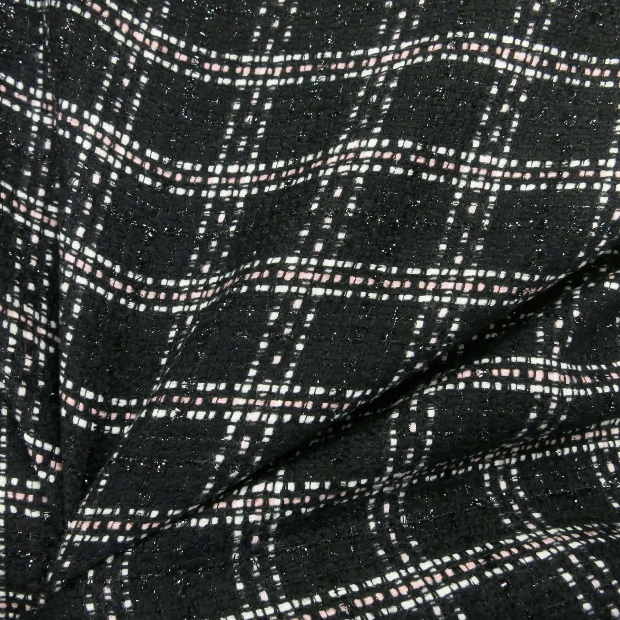 Black and White with Pink Accent Tweed/ Boucle