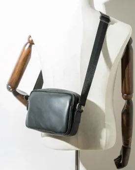 Black Cool Leather Mens Courier Bag Postman Bag Black Messenger Bags Side Bag for Men