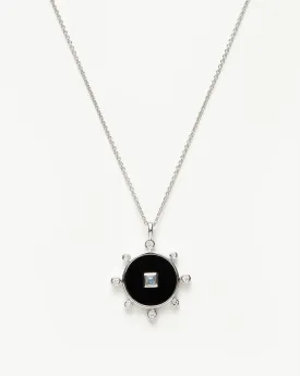 Black Onyx Amulet Pendant Necklace | Sterling Silver/Black Onyx