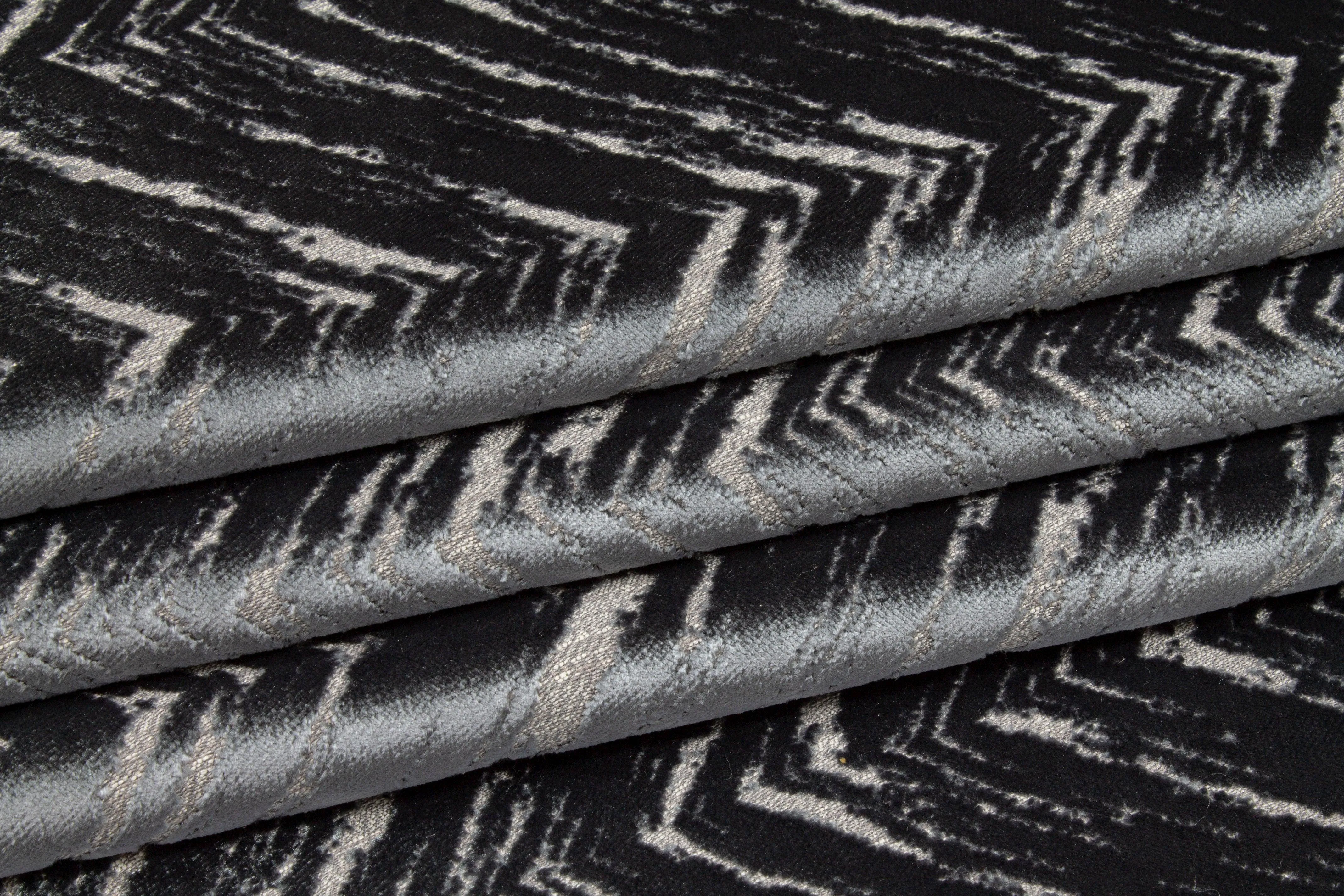 Blue-Gray Cut Velvet Upholstery