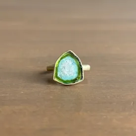 Blue-Green Tourmaline Slice Ring