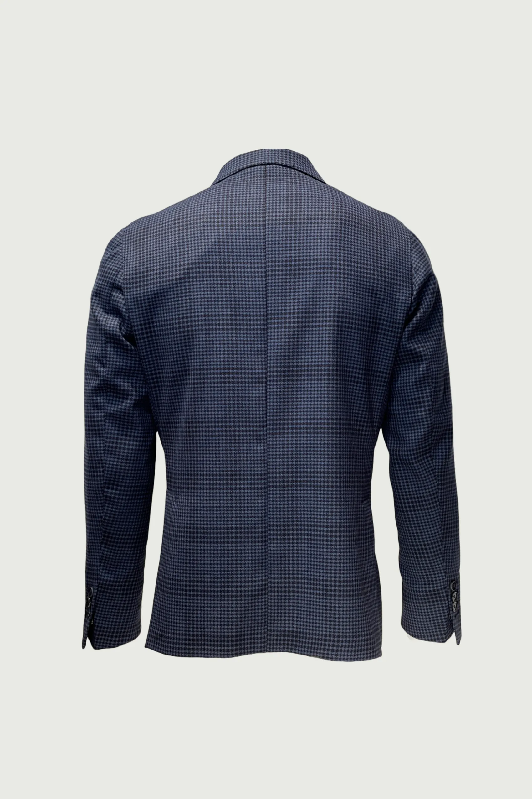 Blue Micro Checked Wool Jacket