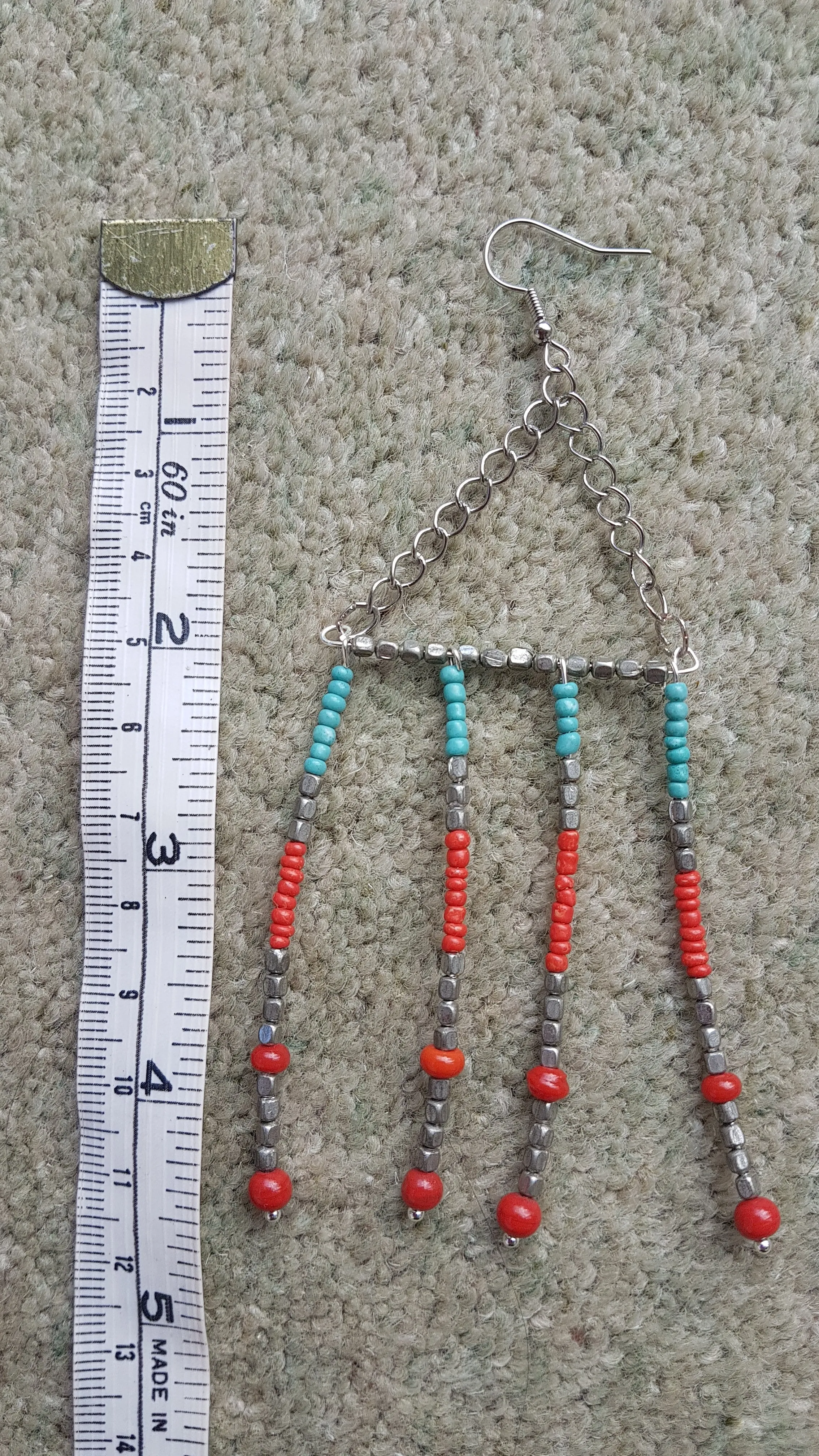Blue, Silver, Blue Bead Dangle Earrings