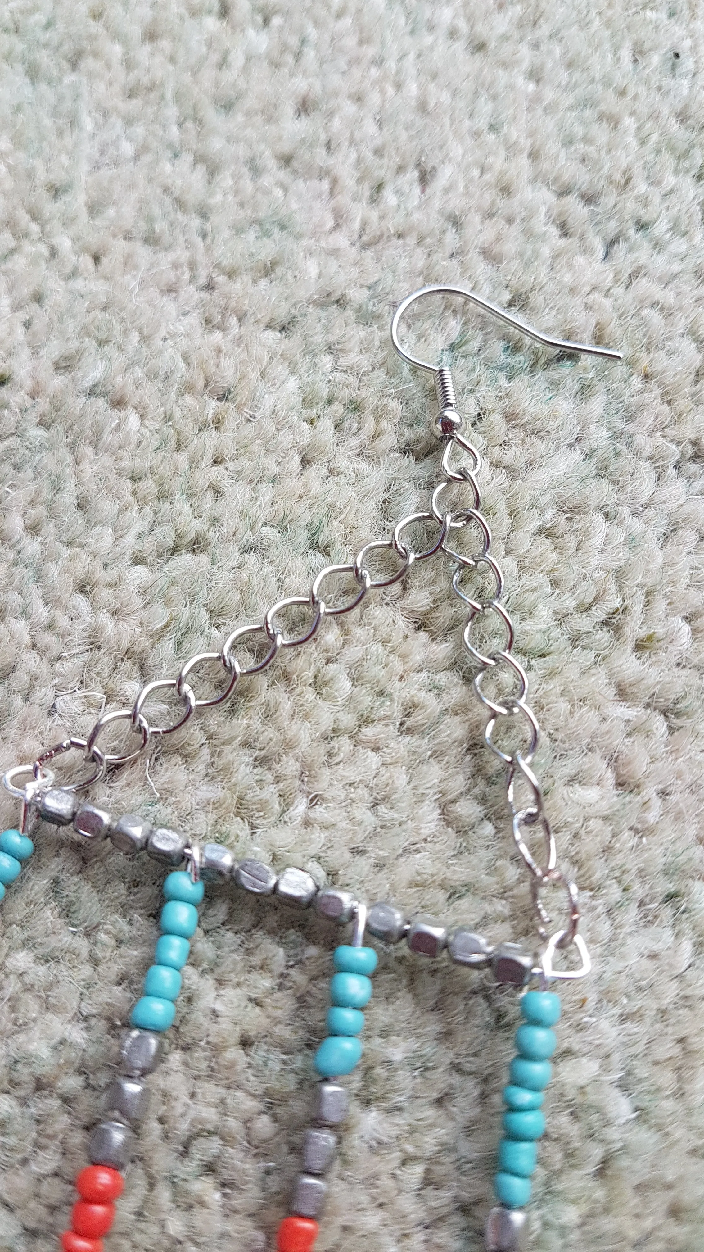 Blue, Silver, Blue Bead Dangle Earrings