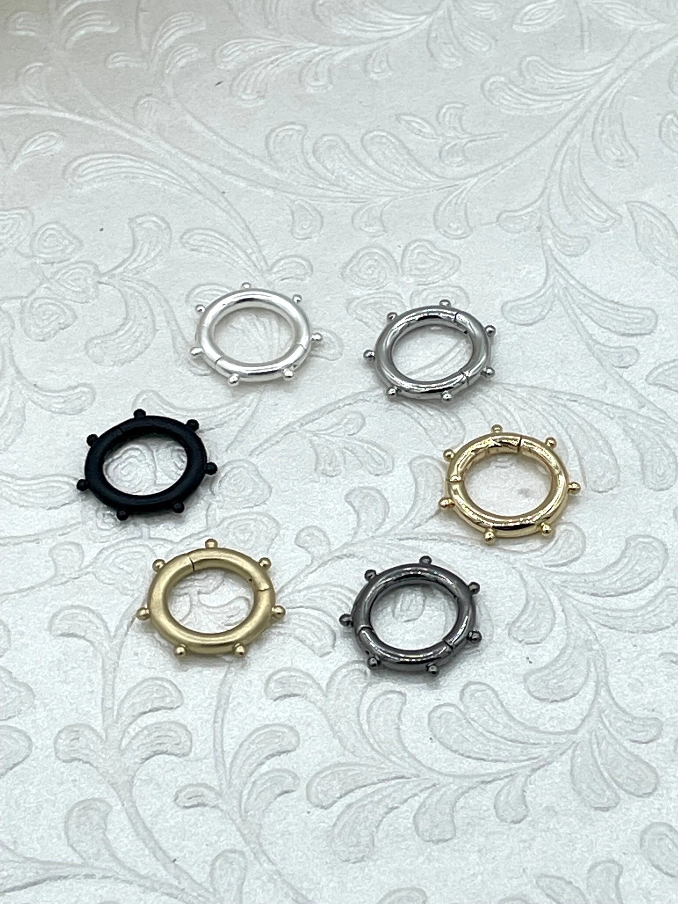 Brass Snap Clasp, Snap Circle with Dots, Round Snap Ring, Snap Gate Clasp, Necklace Building Extender, Charm Holder, FastShip WHOLESALE