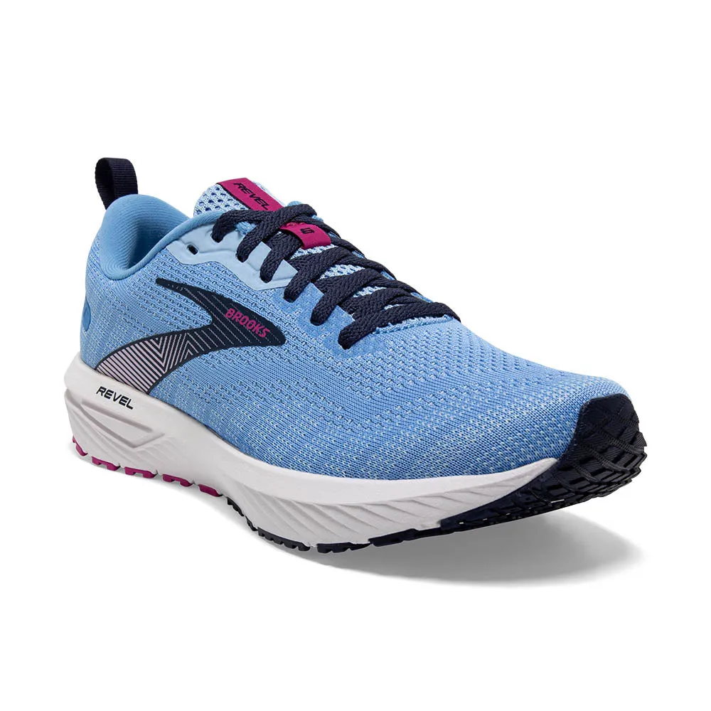 Brooks Womens Revel 6 Running Shoes - Marina, Lilac Rose, and Pink Lady