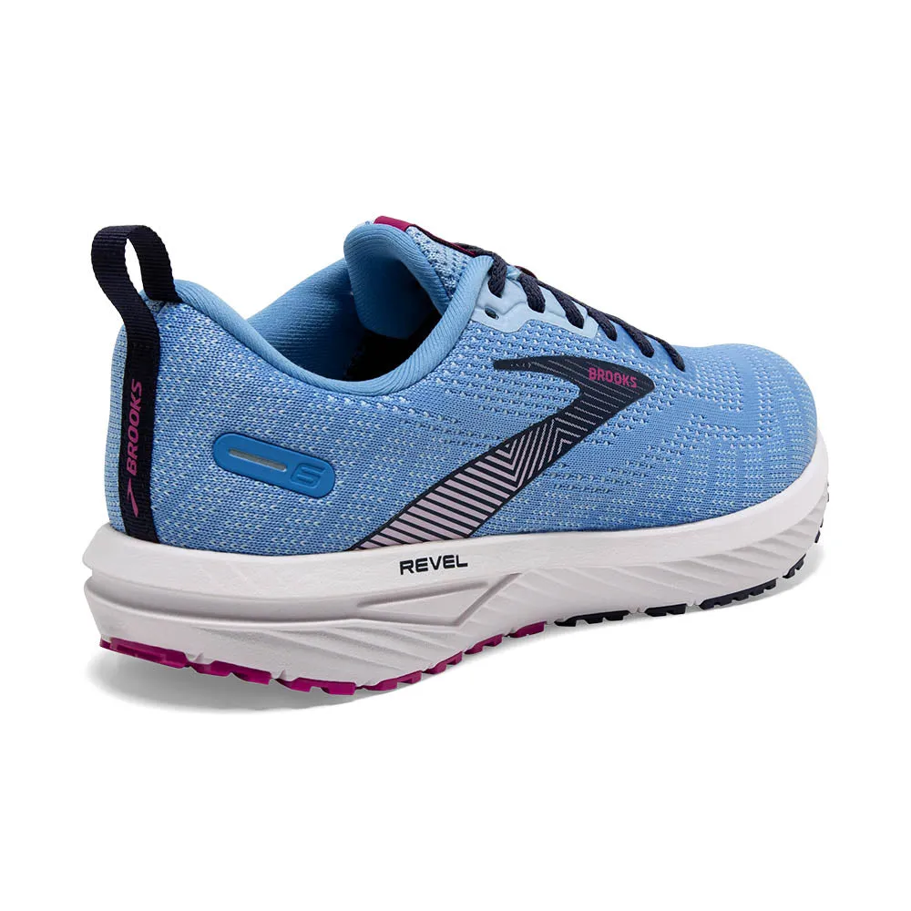 Brooks Womens Revel 6 Running Shoes - Marina, Lilac Rose, and Pink Lady