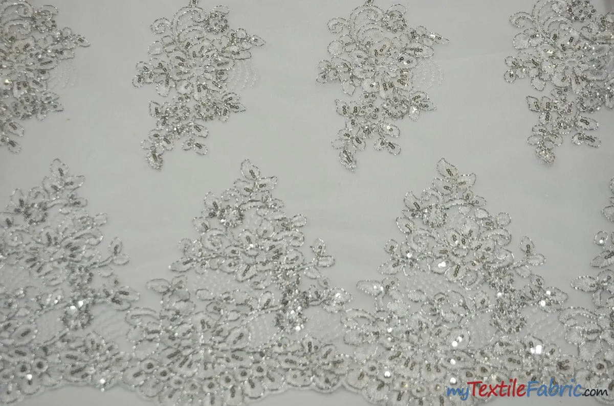 Camilla Embroidery Fabric | Bridal Lace Design YX 1098 | 52" Wide |