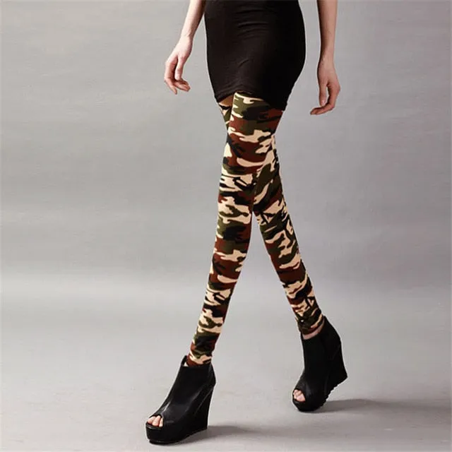 Camouflage Womens for Leggins Graffiti Style Slim Stretch Trouser Army Green Leggings