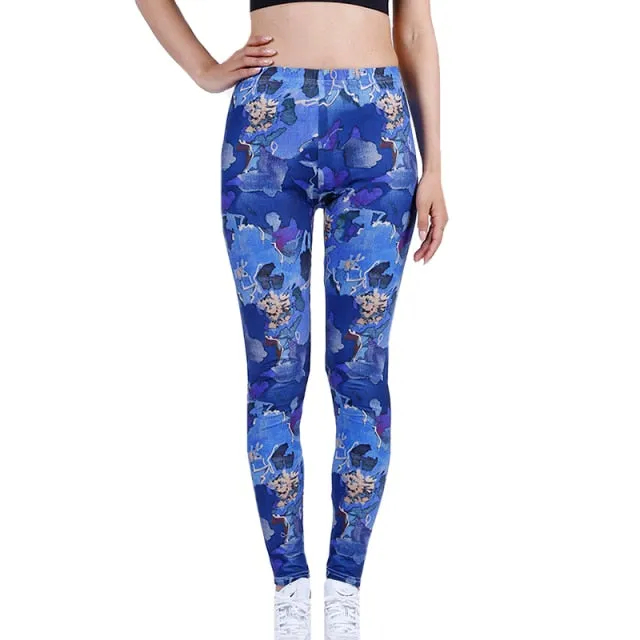 Camouflage Womens for Leggins Graffiti Style Slim Stretch Trouser Army Green Leggings